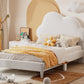 Twin Size Upholstered Cloud-Shape Bed ,Velvet Platform Bed with Headboard,No Box-spring Needed,Beige