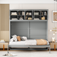 Full Size Murphy Bed Wall Bed with Top Cabinets, Gray Finish for Space-Saving Bedrooms