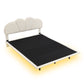 Queen Size Upholstery LED Floating Bed with PU Leather Headboard and Support Legs,Beige