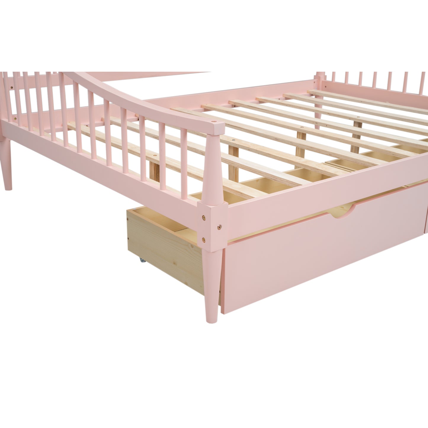 Full Size Daybed with Two Storage Drawers and Support Legs Pink