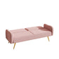 Pink Fabric Double Sofa with Split Backrest and Two Throw Pillows