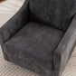 Large Swivel Chair with Soft Cushions, Modern Design in Skin-Friendly Gradient Linen Fabric, Grey Finish