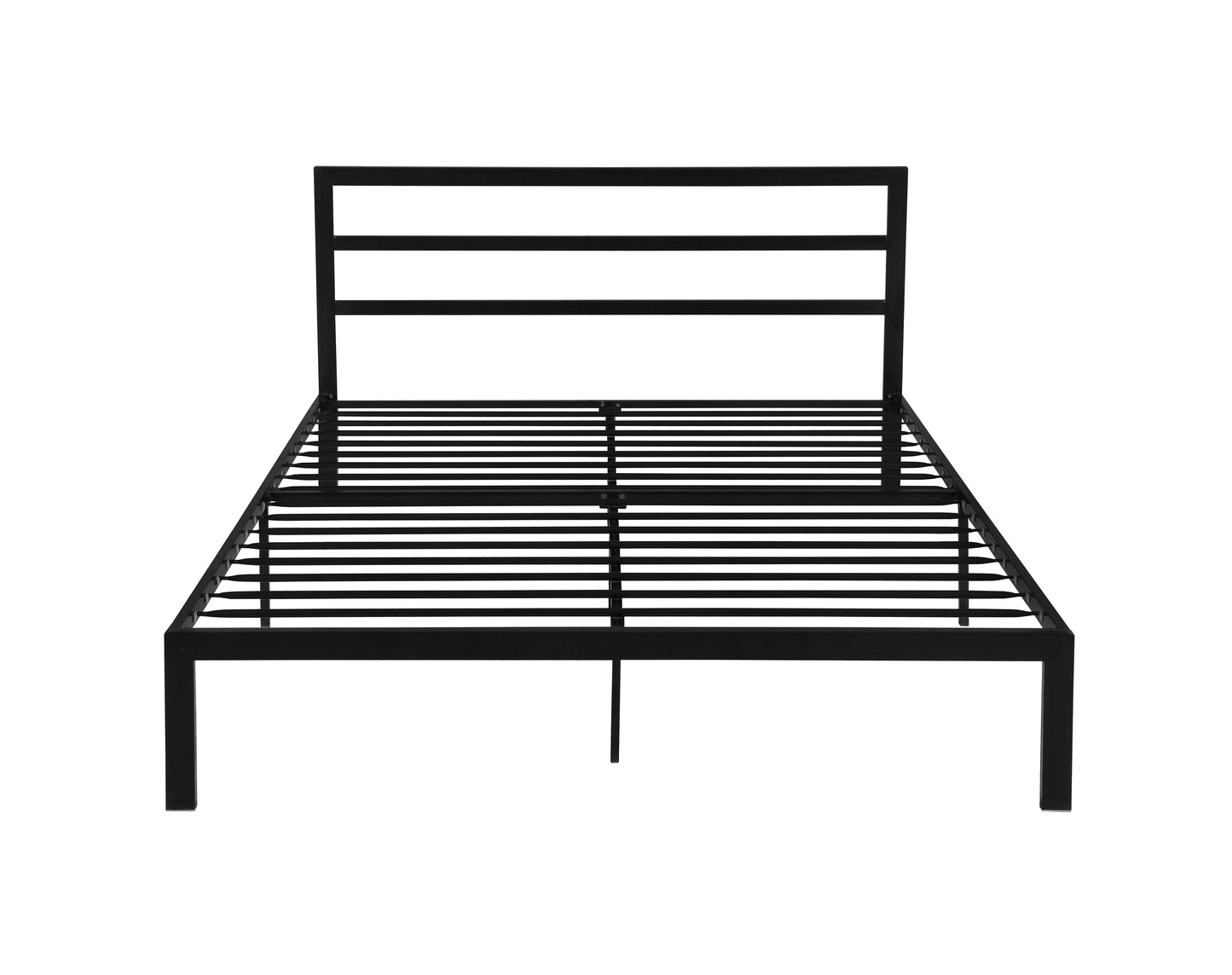 Queen Size Metal Bed Frame with Headboard Black