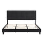 King Size Upholstered Platform Bed Frame with Linen Fabric Headboard BLACK