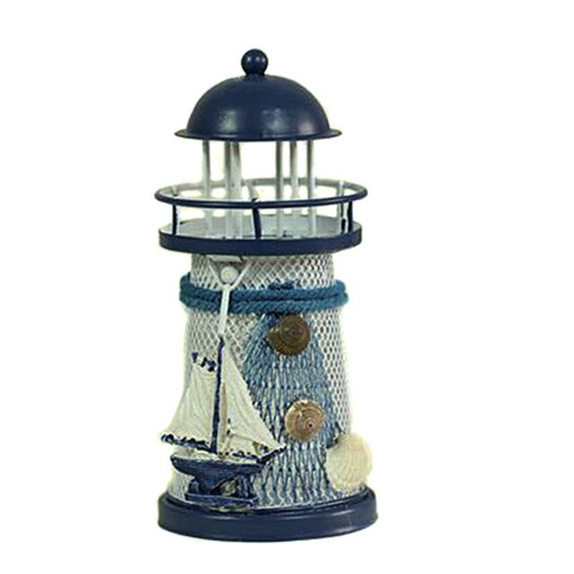 Lighthouse Candle Holder Mediterranean-style Iron Candle Holder Holiday Candlestick Home Wedding Party Family Decor