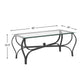 Tempered glass surface 3-piece coffee table decoration rectangular coffee table with 2 square end tables (country black)