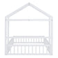 Wooden Full Size Children's Bed with Detachable Headboard and Integrated Clothes Drying Rack, White