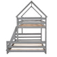 Twin over Full House Bunk Bed with Built-in Ladder Gray