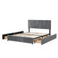 Queen Size Upholstery Platform Bed with Four Drawers on Two Sides  Adjustable Headboard  Grey