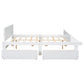 Full Bed with Footboard Bench 2 drawers White