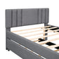 Full Upholstered Platform Bed with Trundle Grey