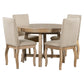 TREXM 5-Piece Farmhouse Dining Table Set with Round Extendable Table and 4 Upholstered Chairs, Natural Wood Wash