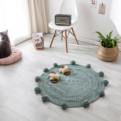 Alfombra de bola de estilo puro hecho a mano de Ins, tejido de lana, alfombra redonda para el piso, alfombra para la mesita de noche del dormitorio, alfombra para la ventana del mirador 