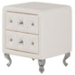 Elegant PU bedside table with 2 drawers and crystal handles, storage with metal legs - white