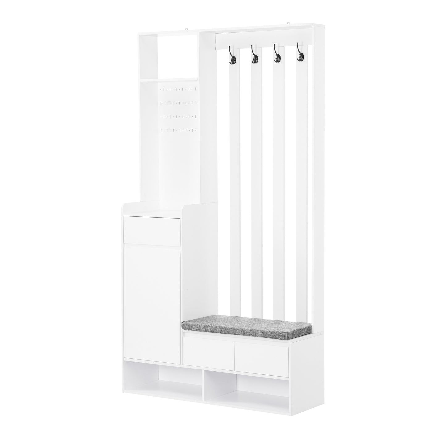 39.3"W x 70.8"H Multifunctional Corridor Shoe Cabinet with Soft Padded Nail Board and White Hanger