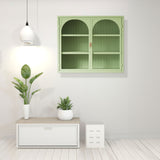 Glass Doors Modern Two-door Wall Cabinet with Featuring Three-tier Green