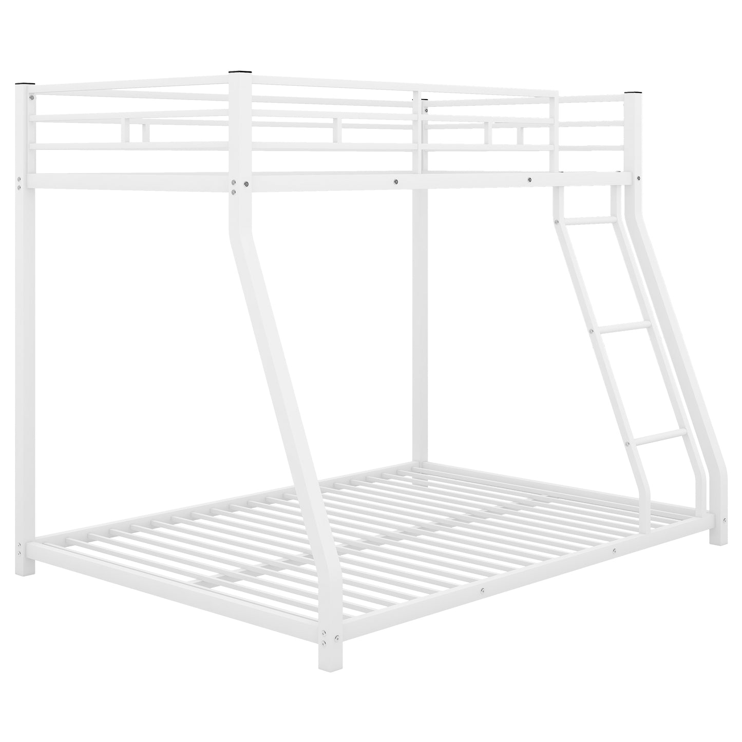 Metal Floor Bunk Bed  Twin over Full White