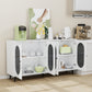 Modern Accent Sideboard Cabinet with Acrylic Doors, Freestanding Storage Cupboard in White Finish