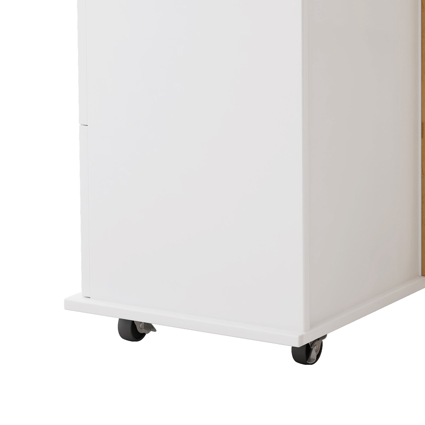 Kitchen Island Cart with 2-Door Cabinet, 3 Drawers, Spice Rack, and Towel Rack, 43.31-Inch Width in White