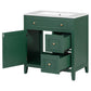 30" Bathroom Vanity with Sink Top, Solid Wood Cabinet with Door and Two Drawers, Green