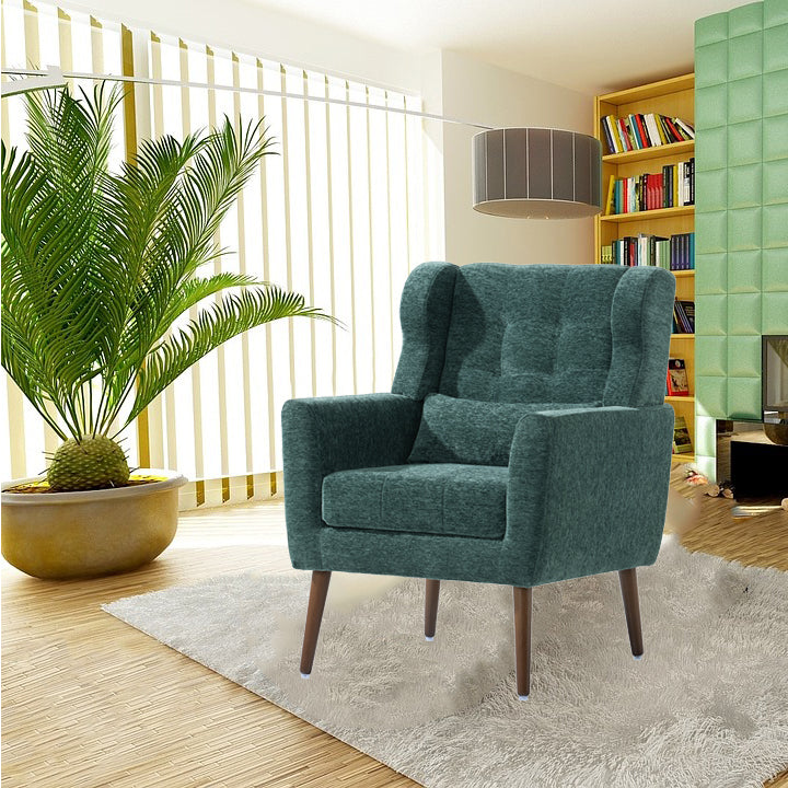 Modern Accent Chair Upholstered Foam Filled Living Room Chairs Comfy Reading Chair Mid Century Modern Chair  (Blackish Green)