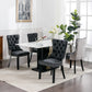 Tufted Solid Wood Contemporary PU and Velvet Upholstered Dining Chair with Wood Legs Nailhead Trim 2-Pcs Set Black+Gray