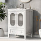 Bathroom Vanity with Sink, Bathroom Vanity Cabinet with One Drawer and Doors, Adjustable Shelf, Solid Wood and MDF, White