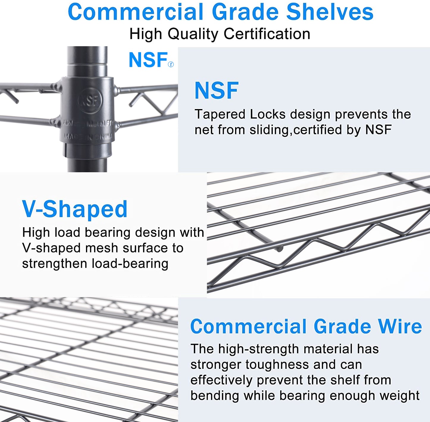 7 Tier Wire Shelving Unit 2450 LBS NSF Height Adjustable Metal Garage Storage Shelves with Wheels Black