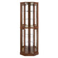 6 shelves corner Curio display cabinet with light mirror and adjustable shelves, walnut wood (excluding E26 light bulbs)