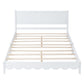 Queen Size Wood Platform Bed Frame, Retro Style Bed with Rectangular Headboard,No Need Box Spring,White