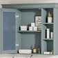 35 ''x 28' 'blue wall mounted bathroom storage cabinet with mirror door and medication cabinet with 6 open shelves