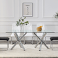 Large Modern Minimalist Rectangular Glass Dining Table, Seats 6-8, Perfect for Contemporary Dining Rooms