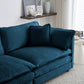 Comfy Deep Single Seat Sofa Upholstered Reading Armchair Living Room Chair Blue Chenille Fabric , 1 Toss Pillow