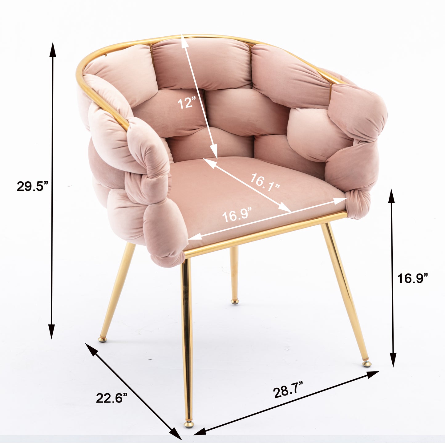 Sillón individual de terciopelo de lujo, diseño moderno para el ocio, para dormitorios y mesas de manicura, juego de 2 en color rosa