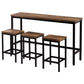 TOPMAX Counter Height Extra Long Dining Table Set with 3 Stools, Pub Kitchen Set in Brown