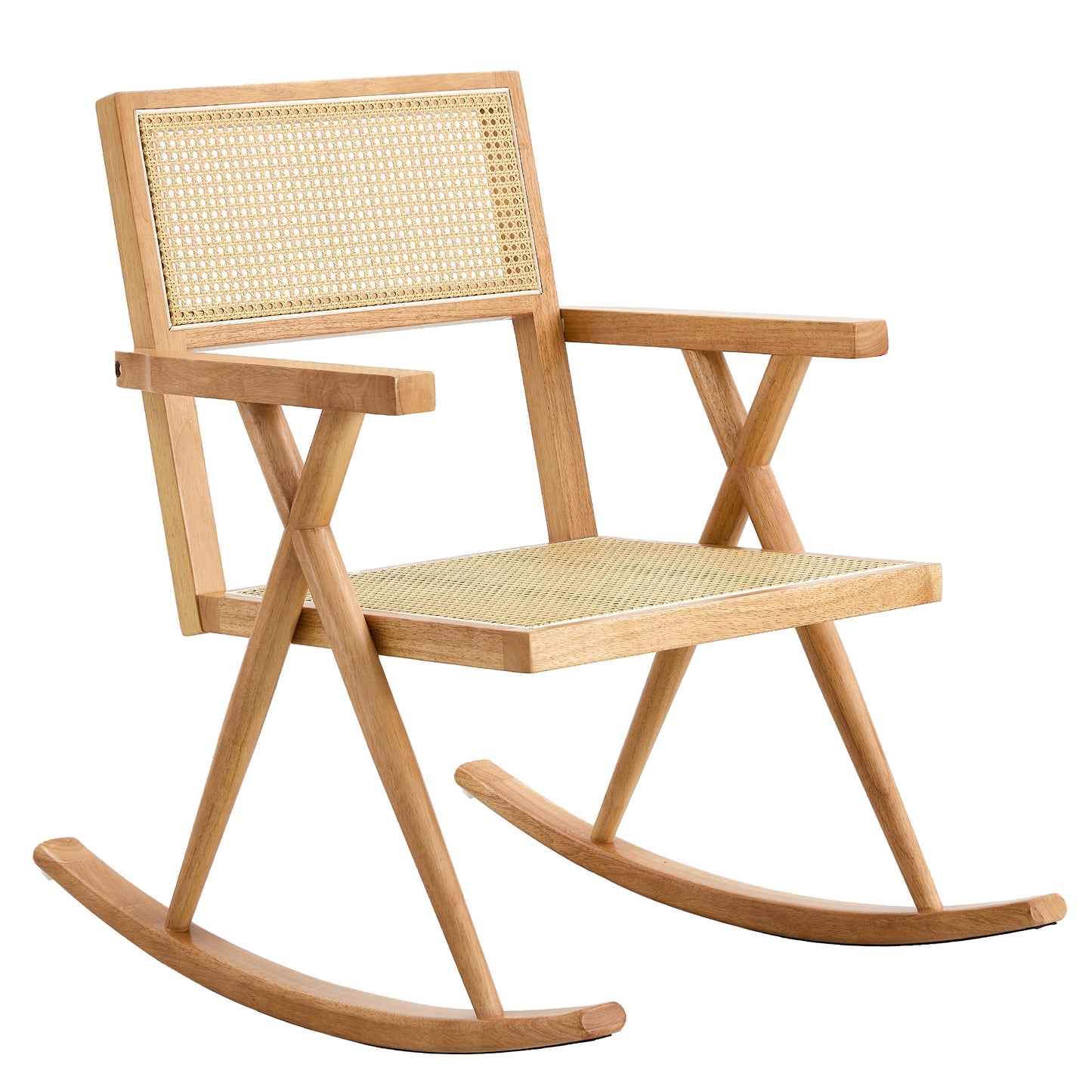 Solid wood+imitation rattan rocking chair allows you to relax quietly indoors and outdoors enhancing your sense of relaxation