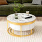 Modern Round Nesting Coffee Table with Drawers, White Finish for Living Rooms