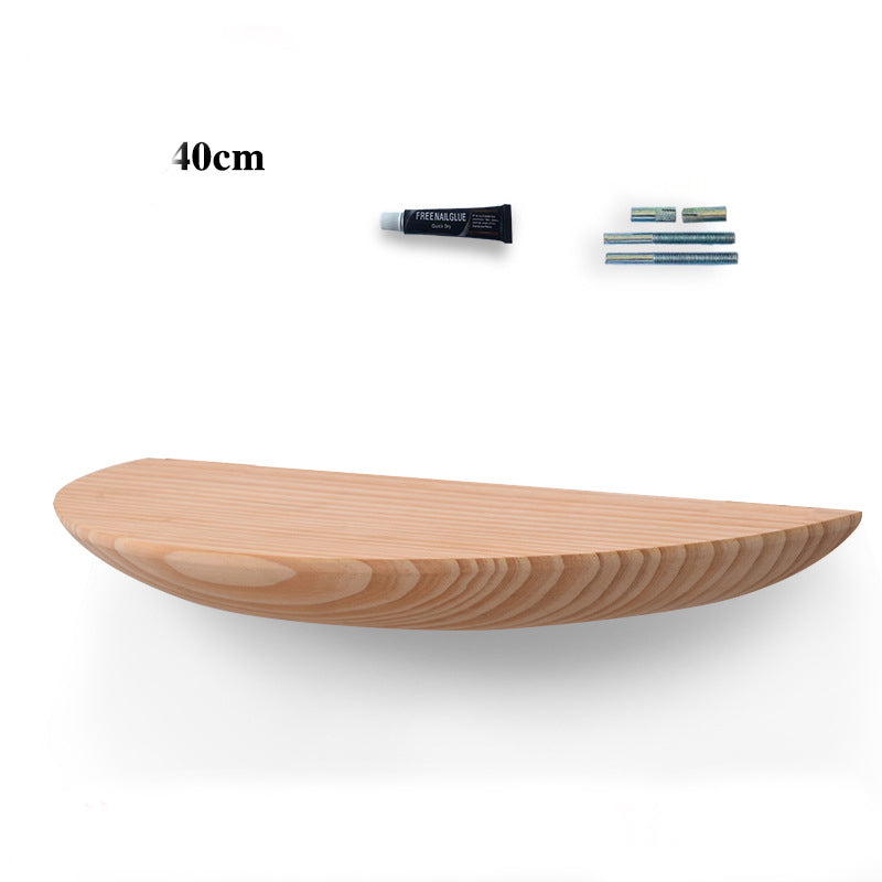 Wooden Semicircle Wall Shelf Background Wall Hanging Projector Display Stand Storage Organization Suspension