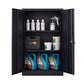 Metal storage cabinet with locked door and adjustable shelf foldable storage cabinet black