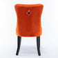 High-end Tufted Solid Wood Contemporary Velvet Upholstered Dining Chair with Wood Legs Nailhead Trim 2-Pcs Set Orange