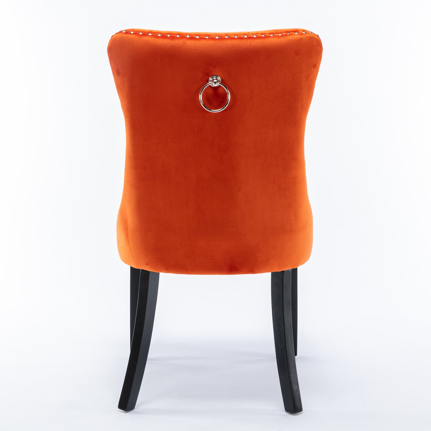 High-end Tufted Solid Wood Contemporary Velvet Upholstered Dining Chair with Wood Legs Nailhead Trim 2-Pcs Set Orange