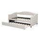 Upholstered Twin Size Daybed with Trundle, Beige