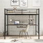 Loft Bed with Desk and Shelf, Space-Saving Design in Full Black Finish