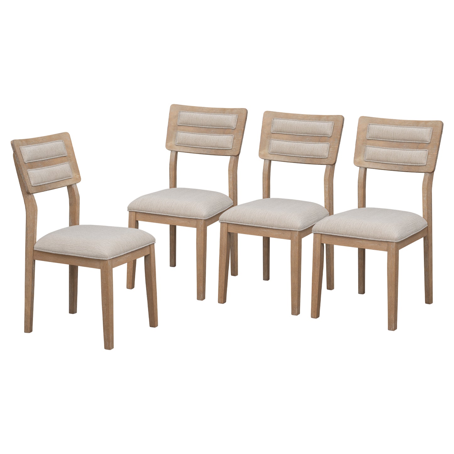 TREXM Classic 6-Piece Dining Set with Table, 4 Upholstered Chairs, and Bench, Natural Wood Wash