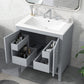 Bathroom Vanity with Sink, Multi-functional Bathroom Cabinet with Doors and Drawers, Solid Frame and MDF Board, Grey