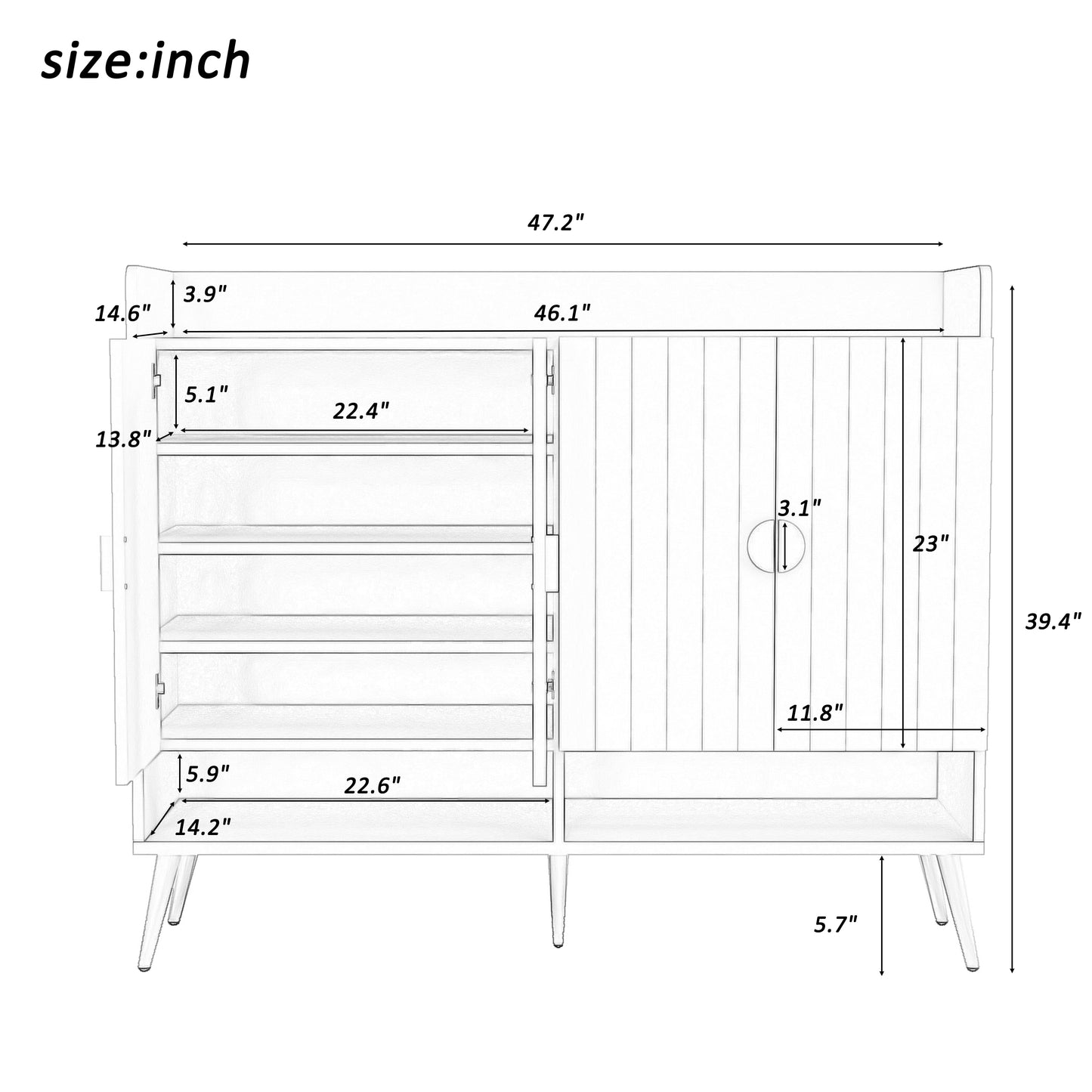 U-Can shoe cabinet with door, 11 layer shoe cabinet with adjustable shelves, modern wooden shoe cabinet (matte surface)