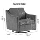 Large Swivel Chair with Soft Cushions, Modern Design in Skin-Friendly Gradient Linen Fabric, Grey Finish