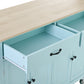 Kitchen Island Cart with 4-Door Cabinet, 2 Drawers, and Locking Wheels, Solid Wood Top in Mint Green