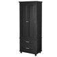 Tall Storage Cabinet with Two Drawers, Perfect for Bathrooms and Offices, Black Finish