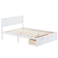 Full Size Platform Bed with Under-bed Drawers White